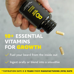 The Beard Club vitamins bottle front view, daily supplement support for beard routines