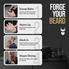 The Beard Struggle balm on fingers demonstrating quick warming and spread