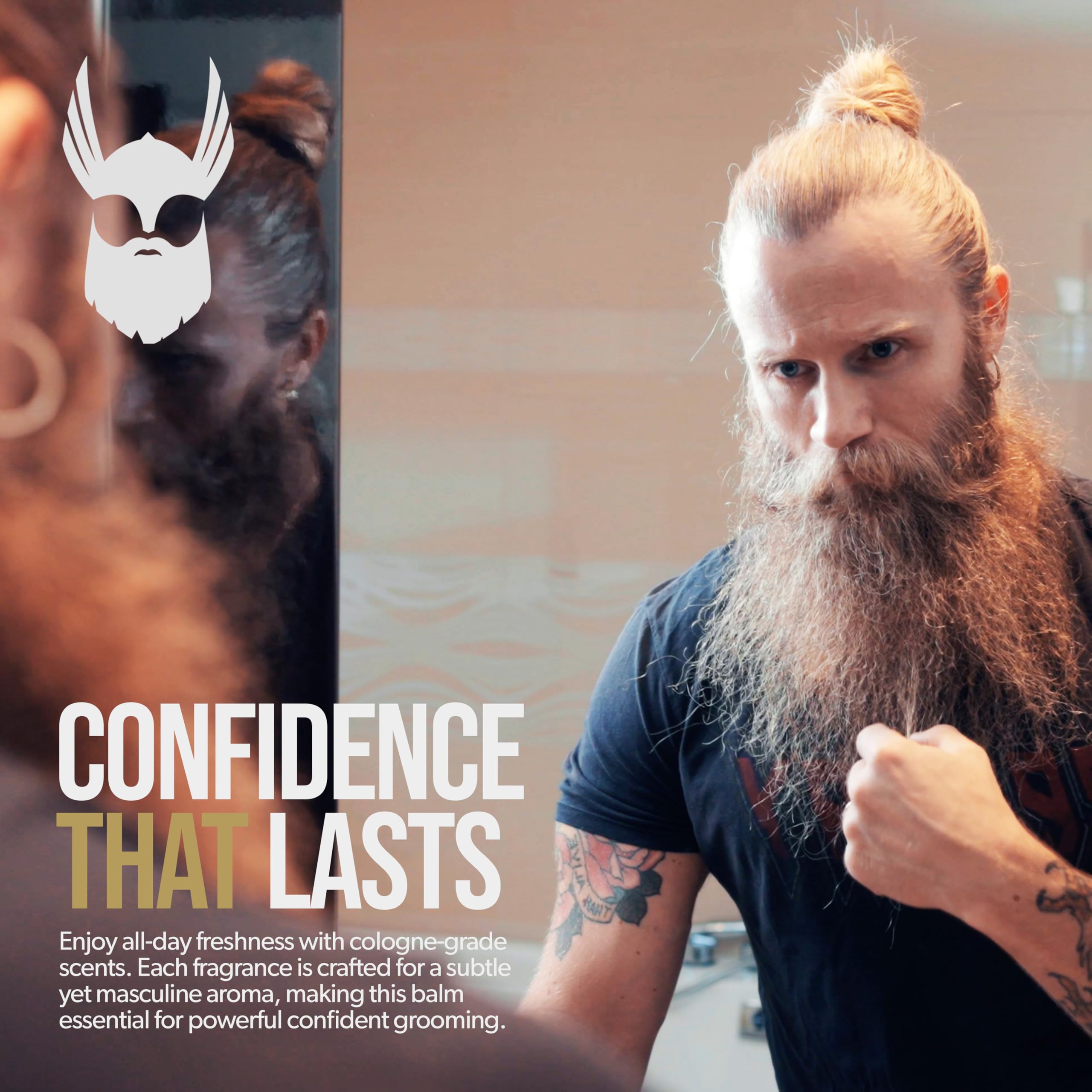 The Beard Struggle label close-up highlighting Valhalla’s Gates fragrance