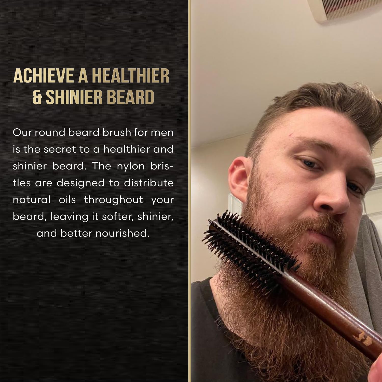 The Beard Struggle brush next to ruler shows compact size benefit