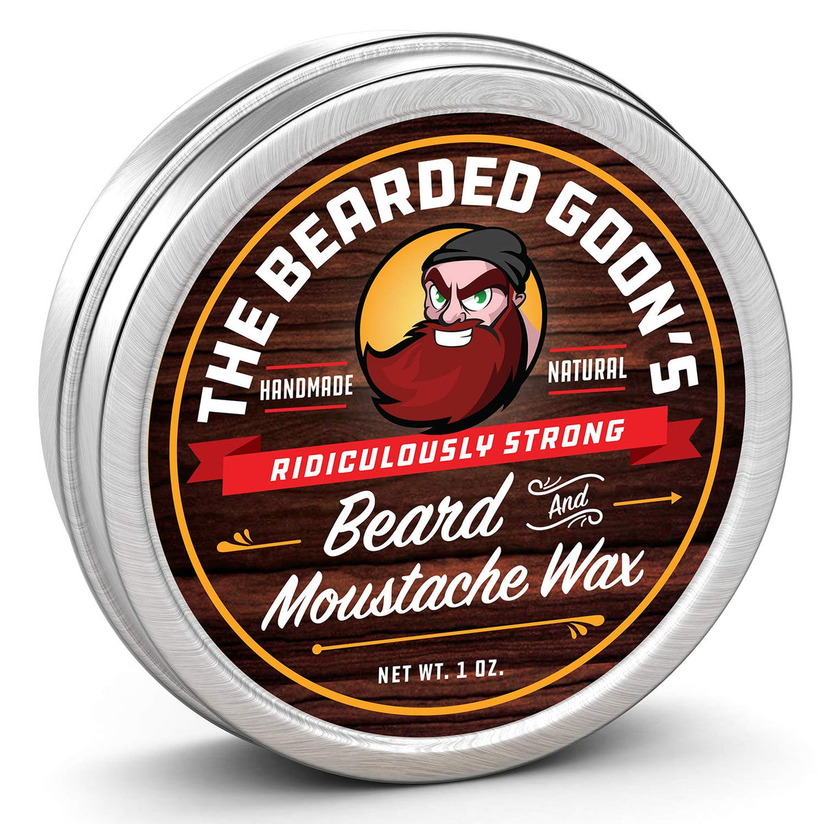 The Bearded Goon front tin showing brand and compact travel benefit
