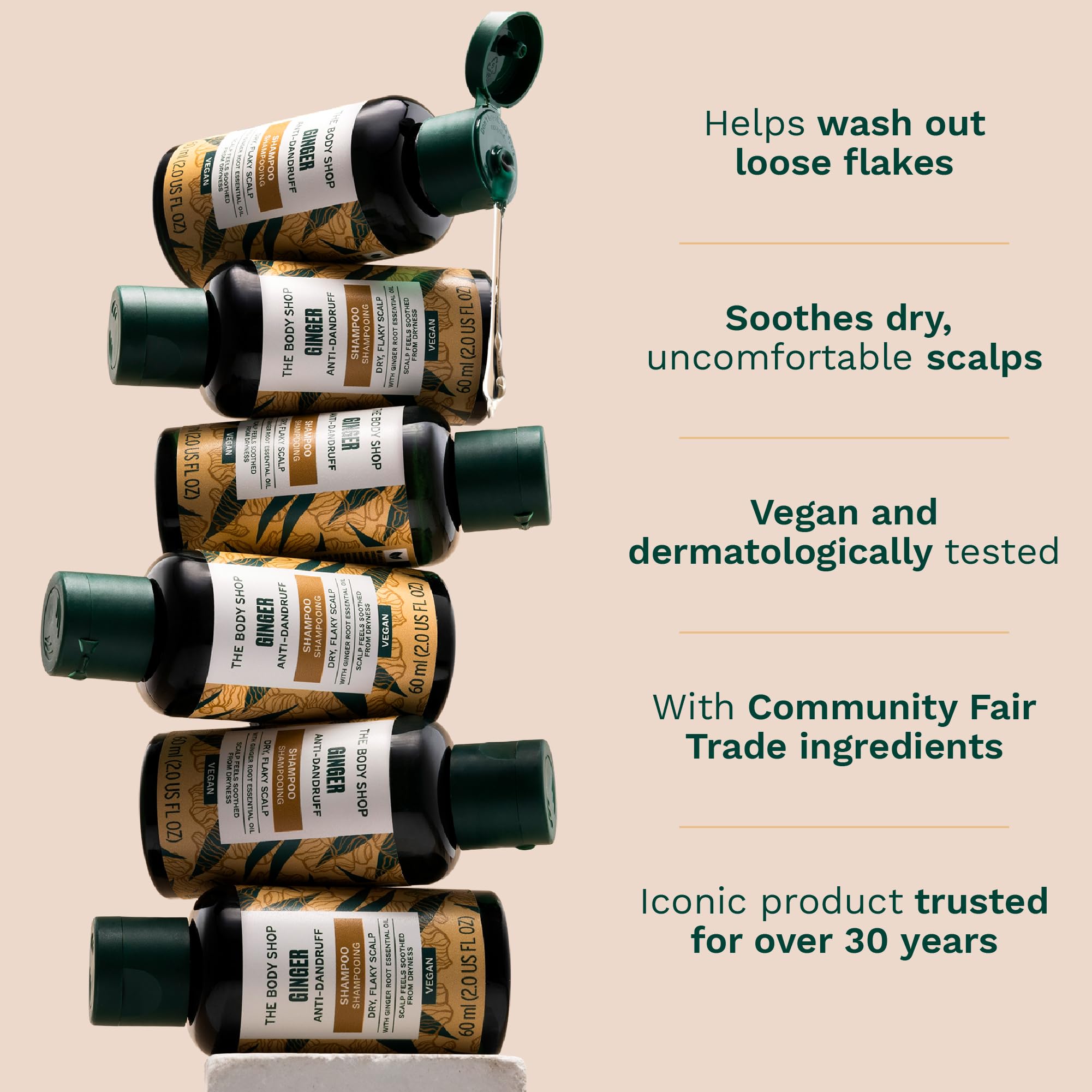 The Body Shop shampoo in shower demonstrating soothing scalp care during wash