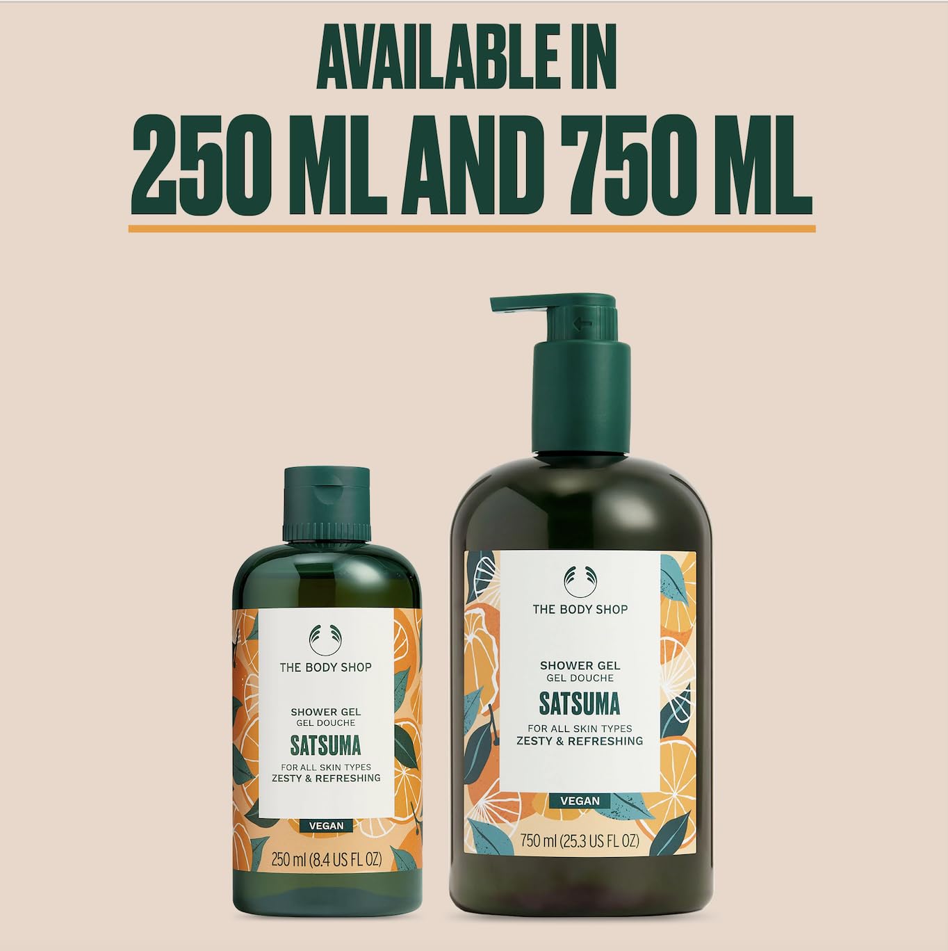 The Body Shop satsuma in an active morning shower scene showing energizing citrus scent