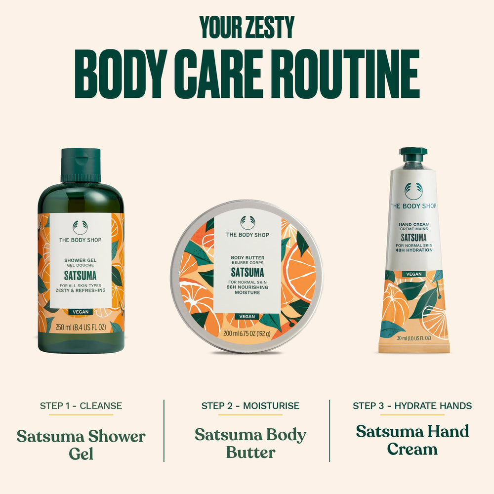 The Body Shop satsuma being poured from bottle showing easy control and minimal waste