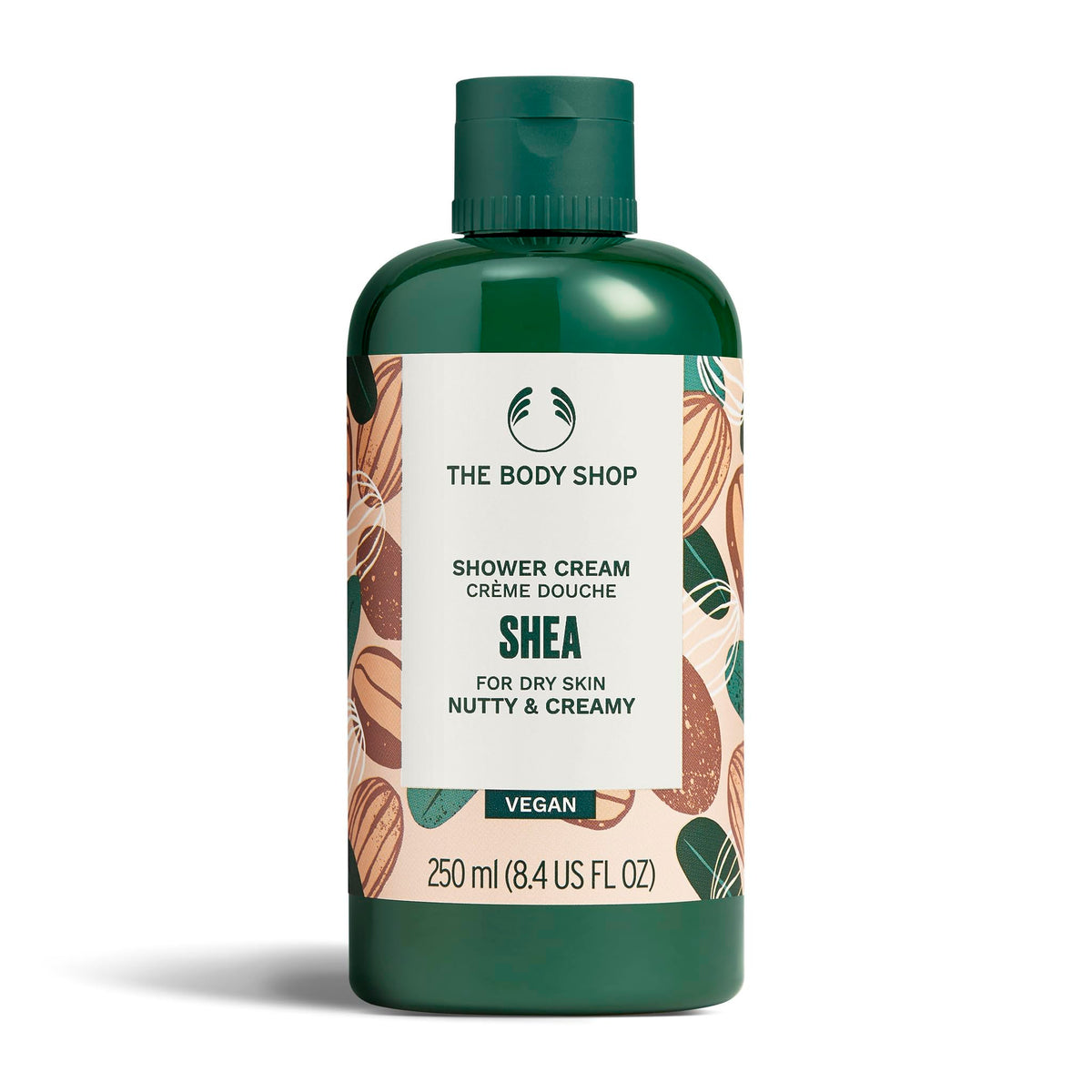 The Body Shop front bottle image showing nourishing shower cream benefits