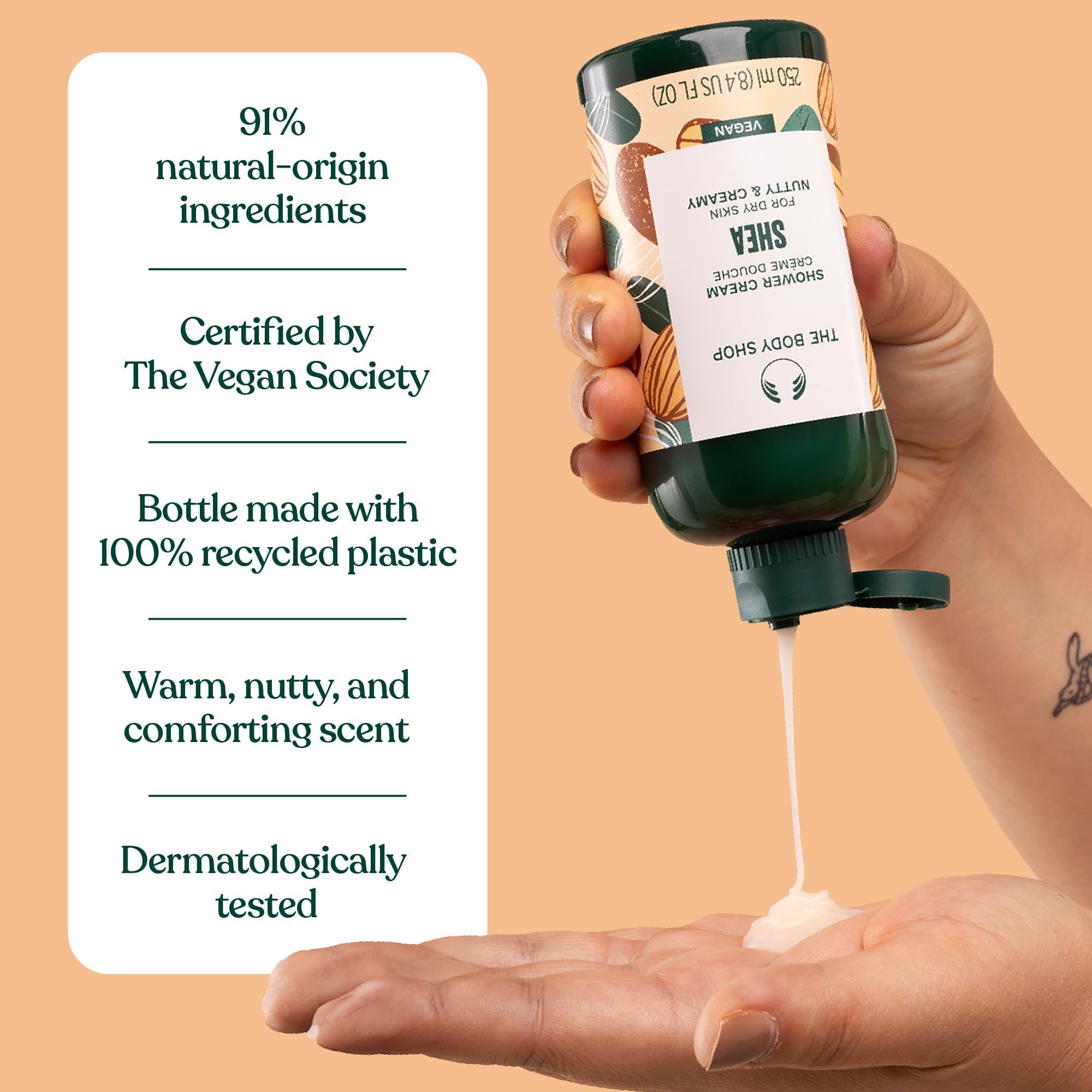 The Body Shop shower shelf scene demonstrating daily routine and soft skin