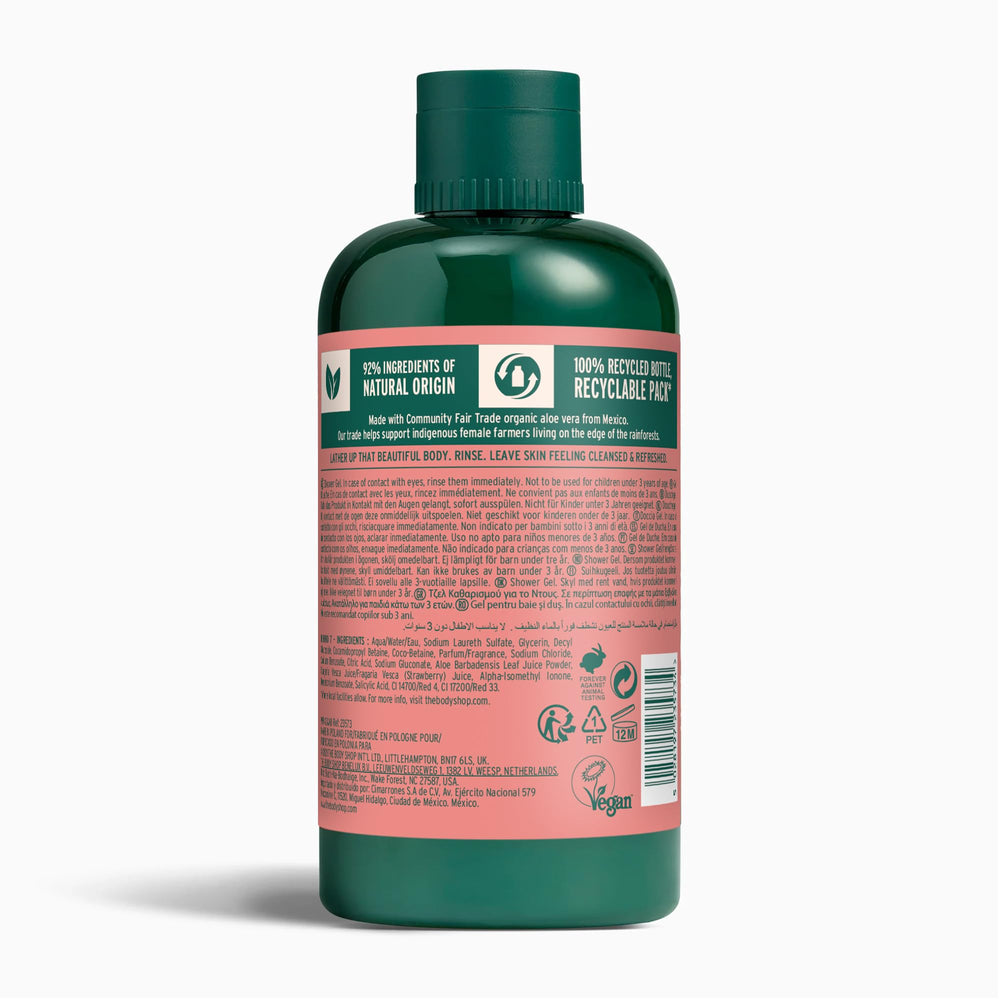 The Body Shop back label with ingredients and Community Fair Trade note