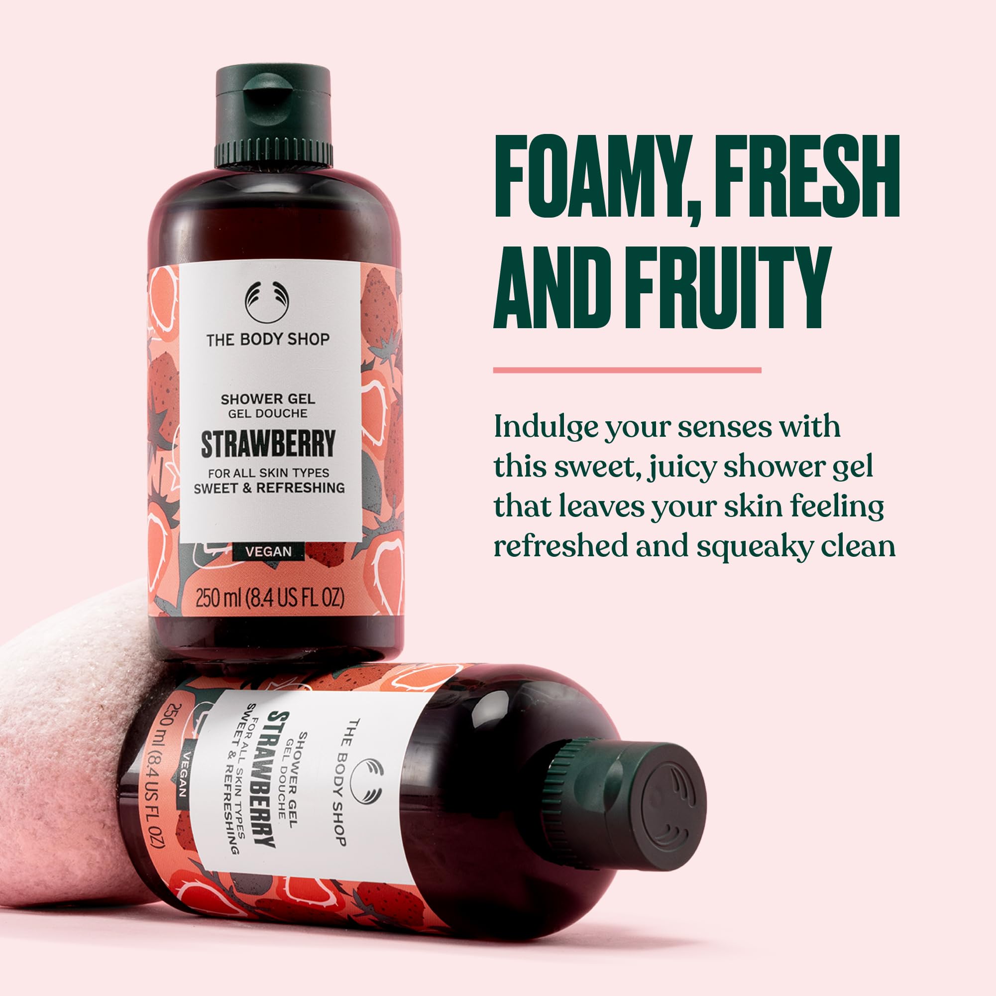 The Body Shop pump close-up highlighting easy dispensing and control