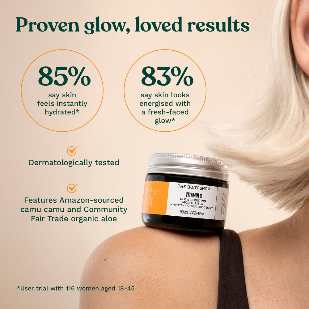 The Body Shop ingredient label detail showing camu camu and natural-origin focus