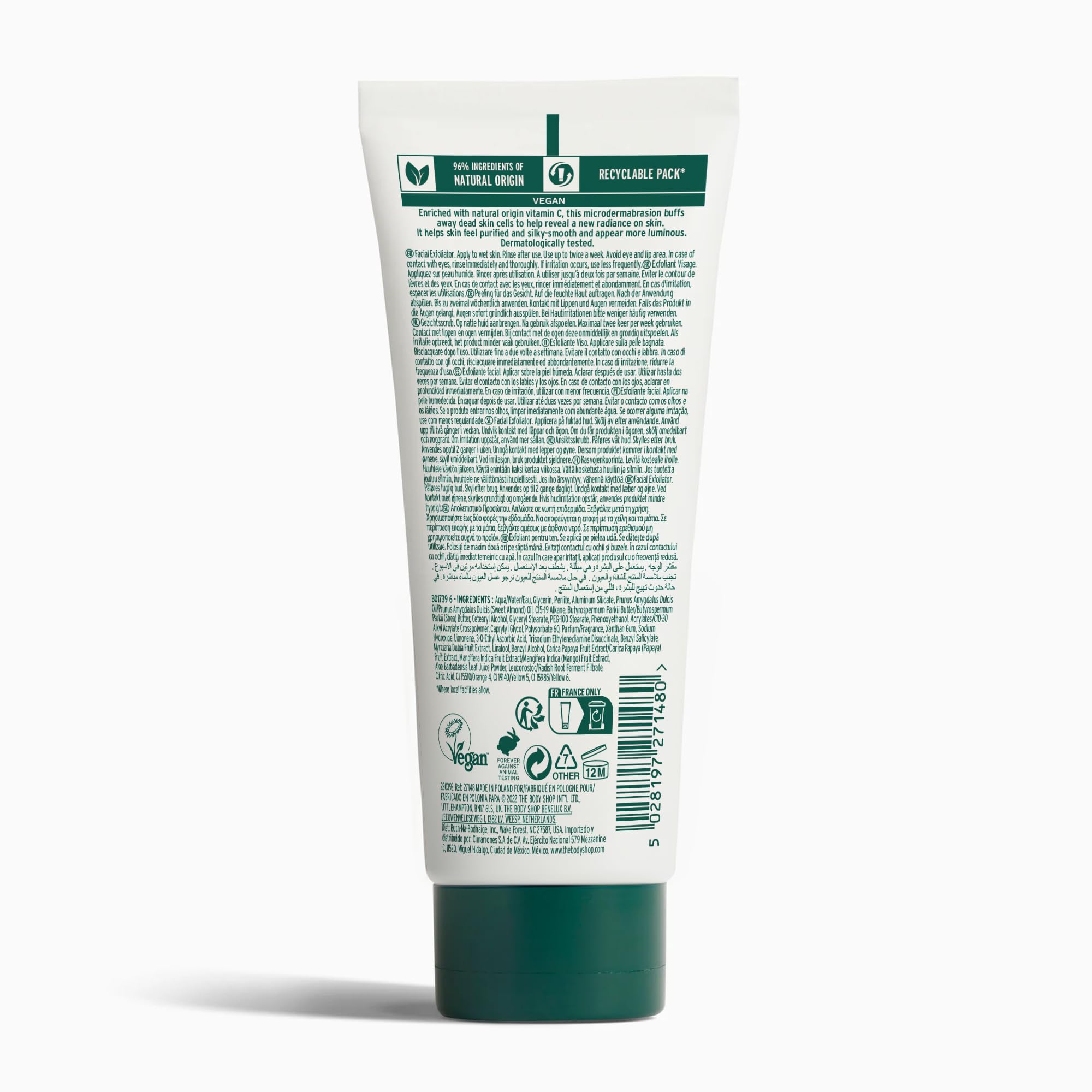 The Body Shop texture close-up of fine exfoliating particles for smooth finish