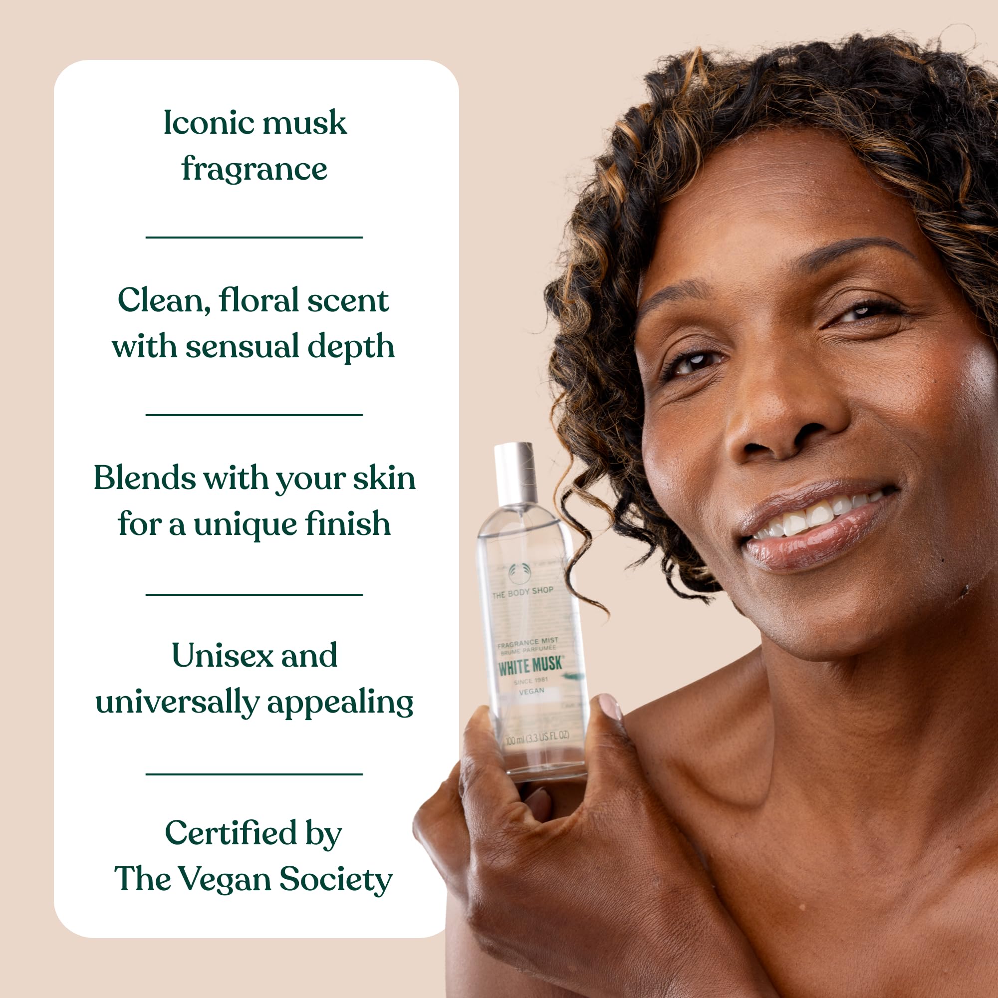 The Body Shop White Musk inside a bag illustrating on-the-go refreshment benefit