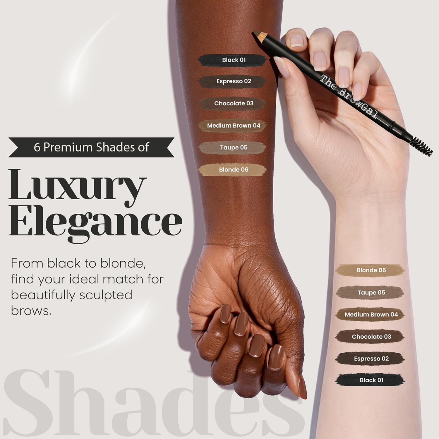 The BrowGal pencil texture showing smooth pigment for buildable color