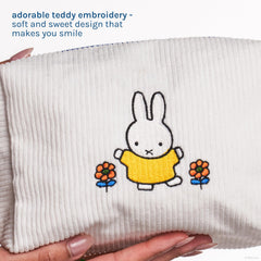The Crème Shop Miffy corduroy texture closeup showing durable feel