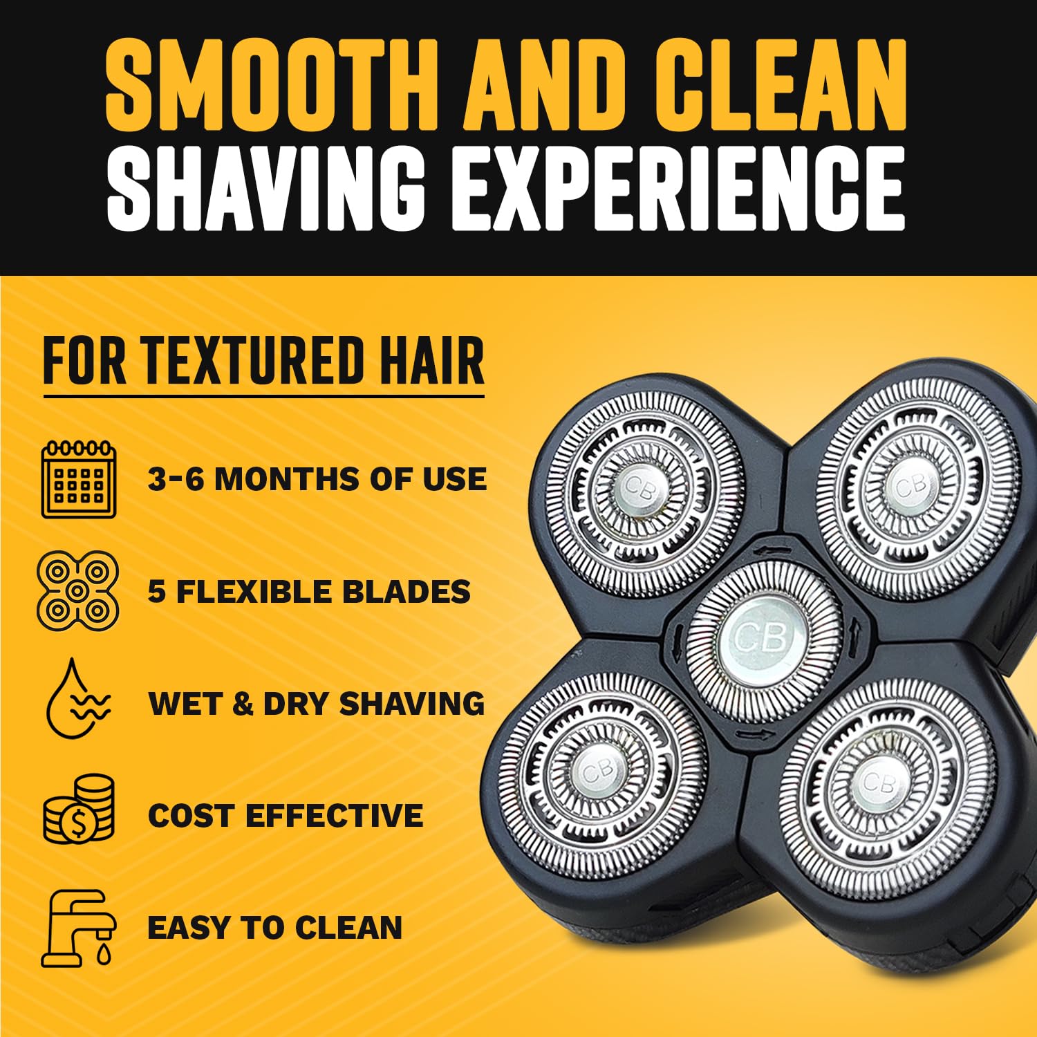 The Cut Buddy shaver head installed on housing demonstrating easy snap-on replacement