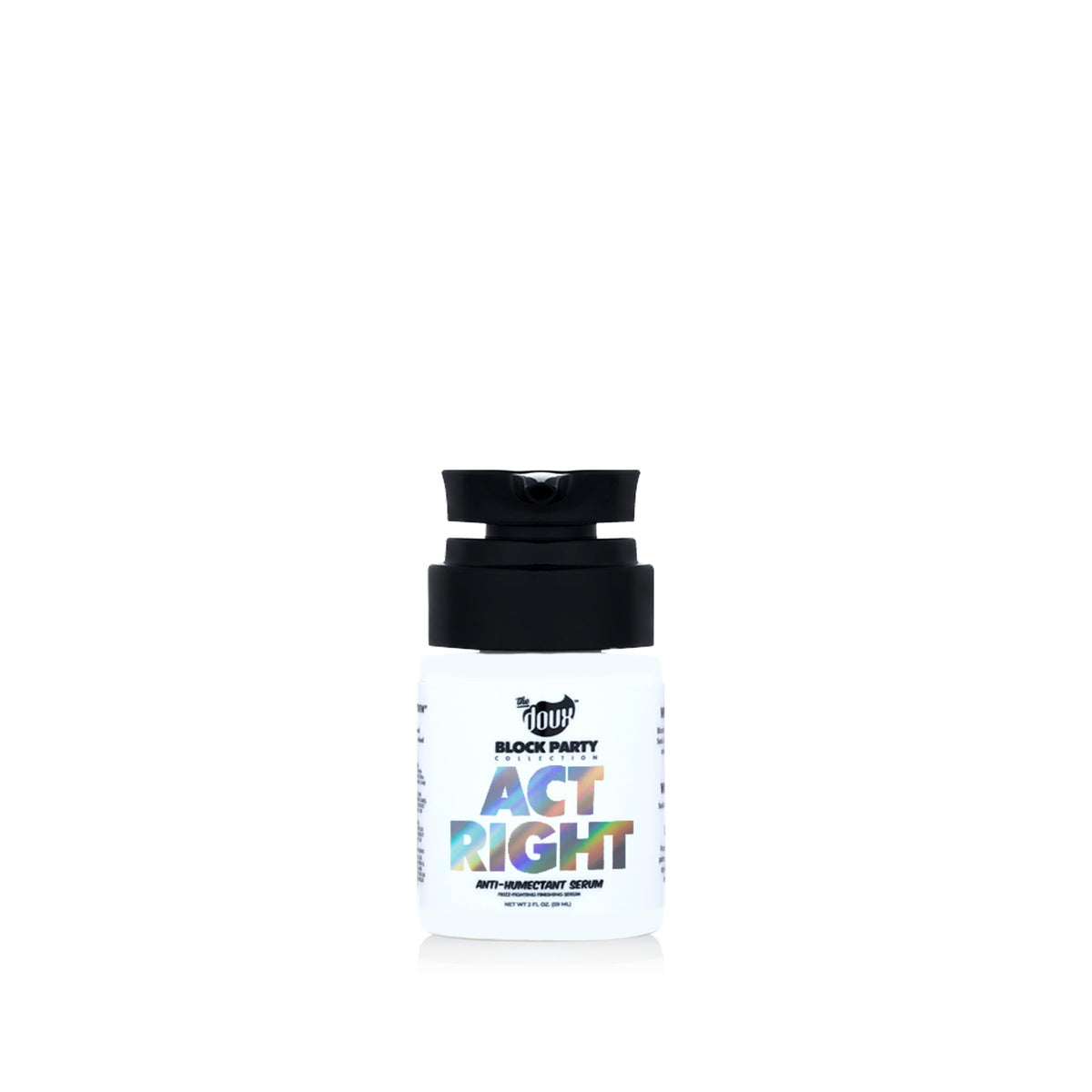 The Doux ACT RIGHT bottle front view showing product and glossy finish benefit