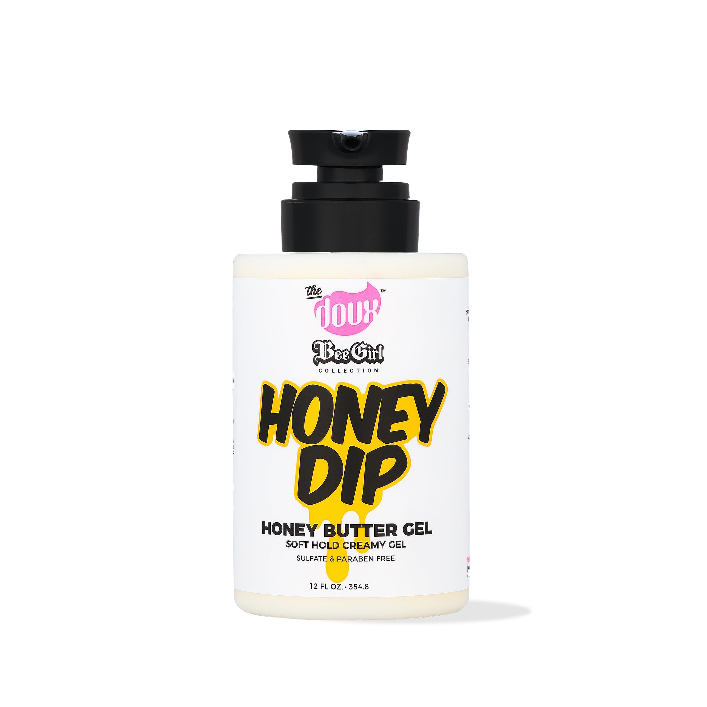 The Doux BEE GIRL front jar showing 12 oz packaging and brand benefit