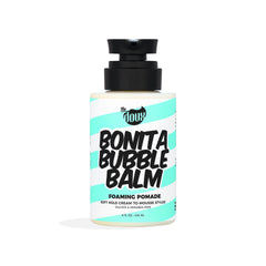 The Doux BONITA BUBBLE BALM front jar showing label and 8 oz size, highlights product identity and benefit
