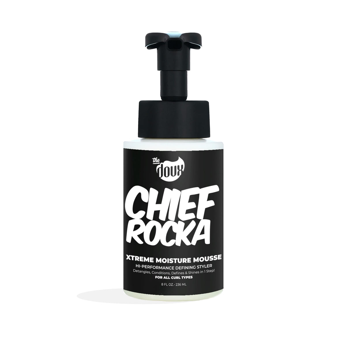 The Doux front packaging showing product label and 8 oz size, clear branding and benefits