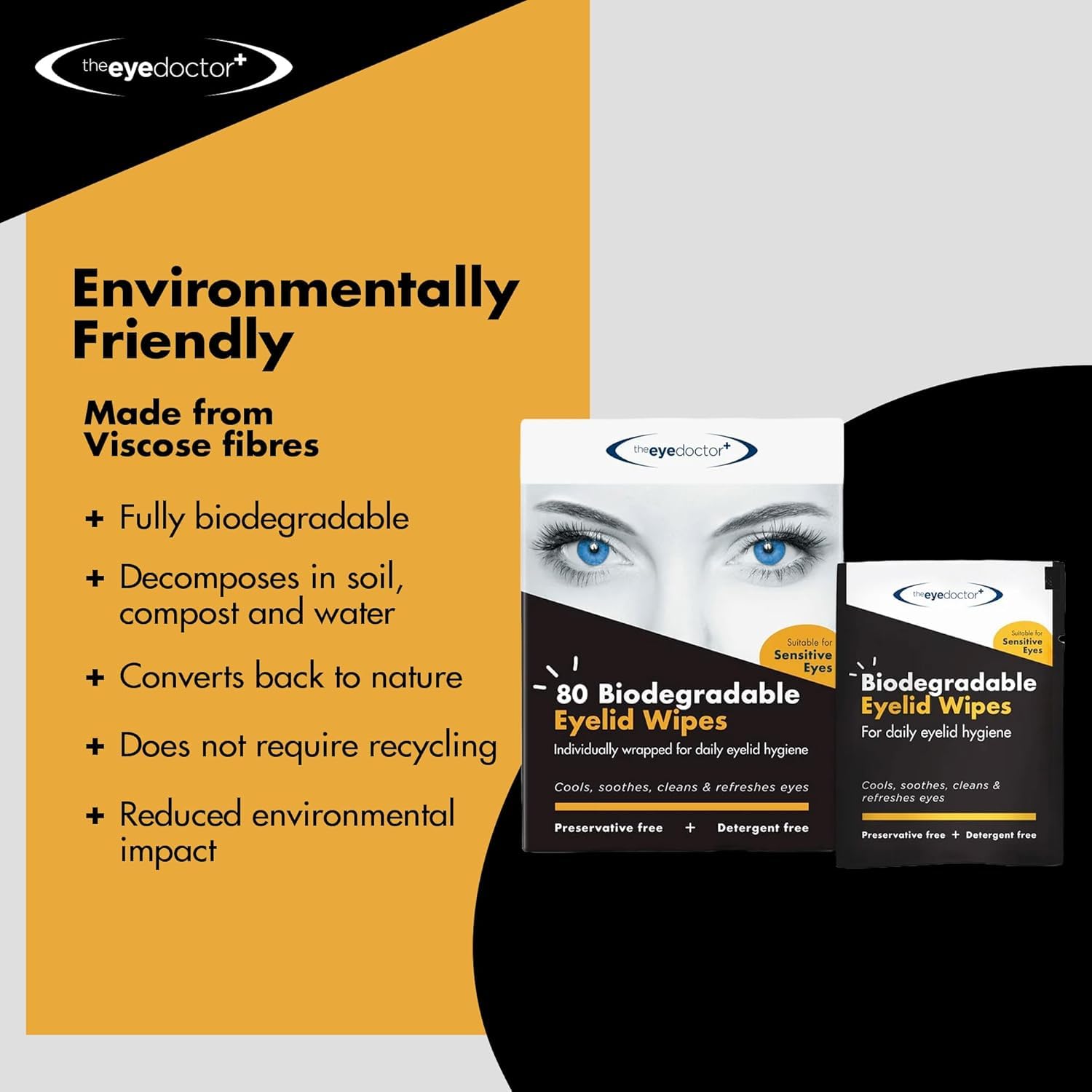 The Eye Doctor wipes on bathroom counter displaying daily routine ease