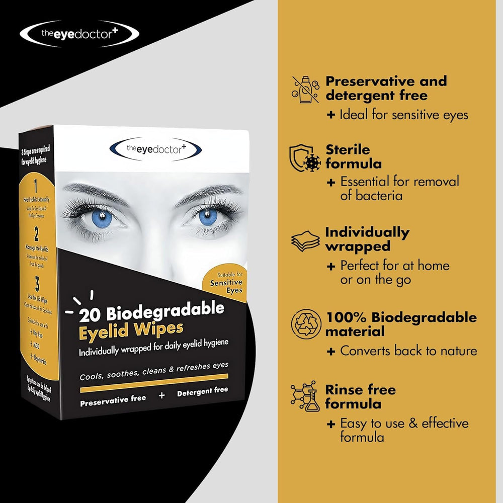 The Eye Doctor single wipe unwrapped ready to clean lashes and soothe