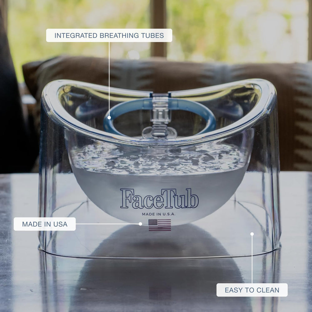 The FaceTub close-up on breathing tubes demonstrating clear breathing access and comfort