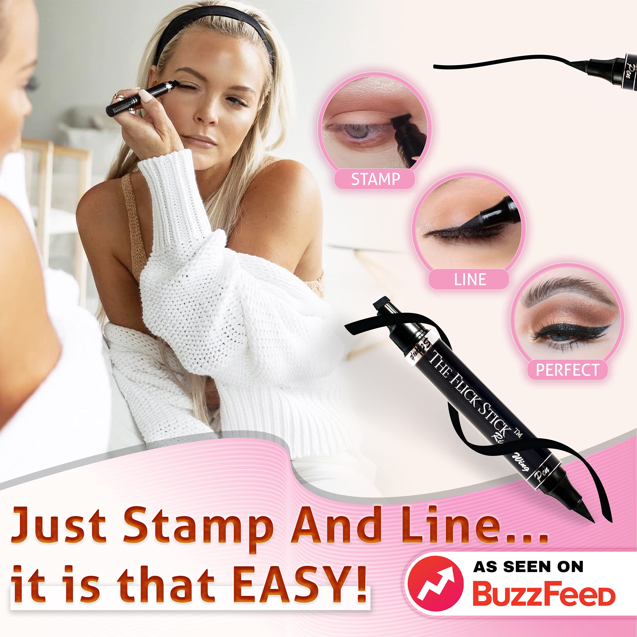 The Flick Stick stamp tip close-up highlighting curved edge for matched wings