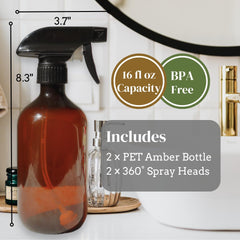 The Green Alcove amber bottle surface texture highlighting UV-protective finish