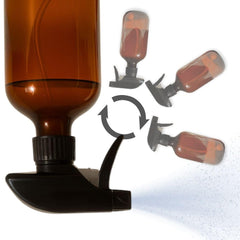 The Green Alcove front view of 16oz two-pack amber spray bottles showing durable design