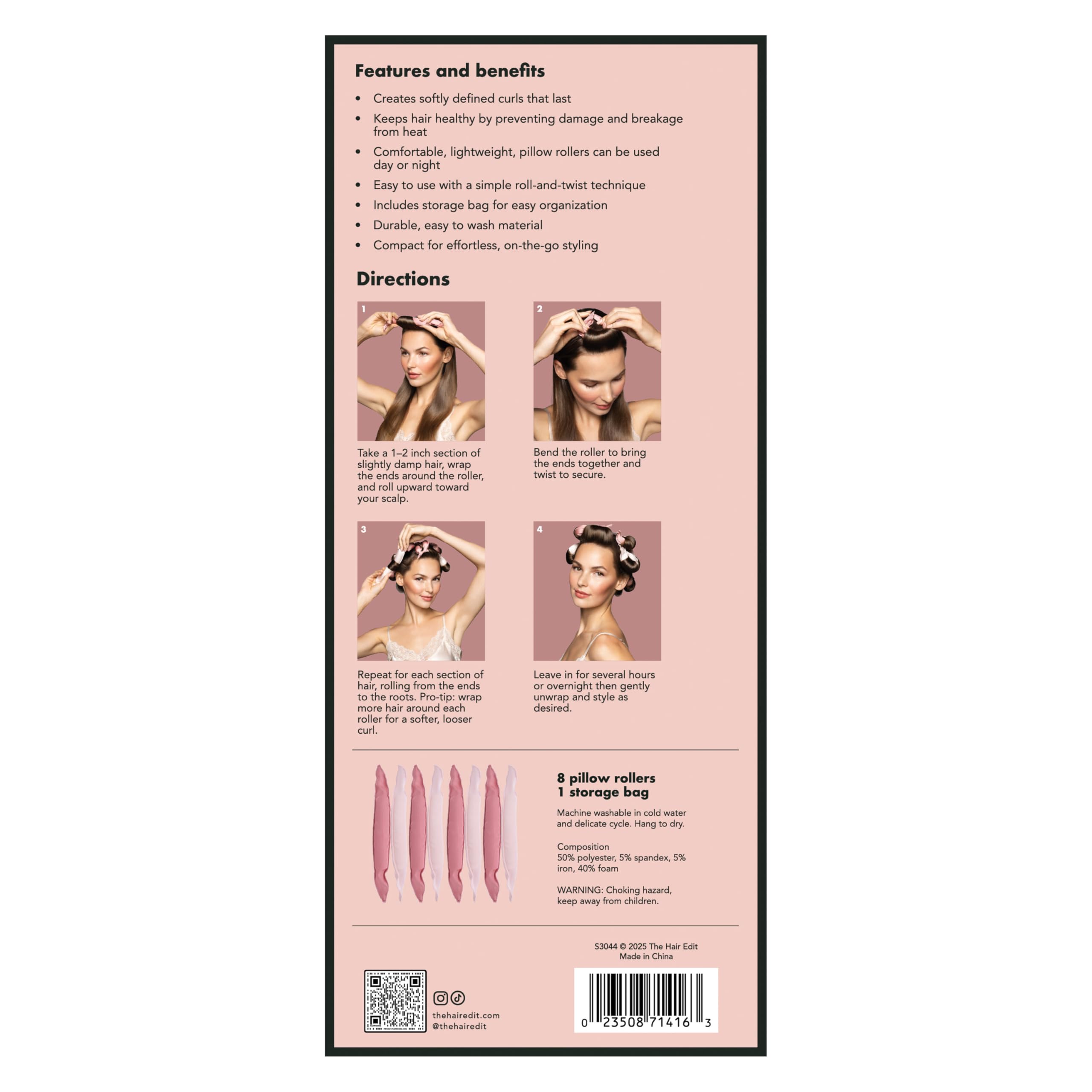 The Hair Edit washable material label, durable and easy-care for reuse