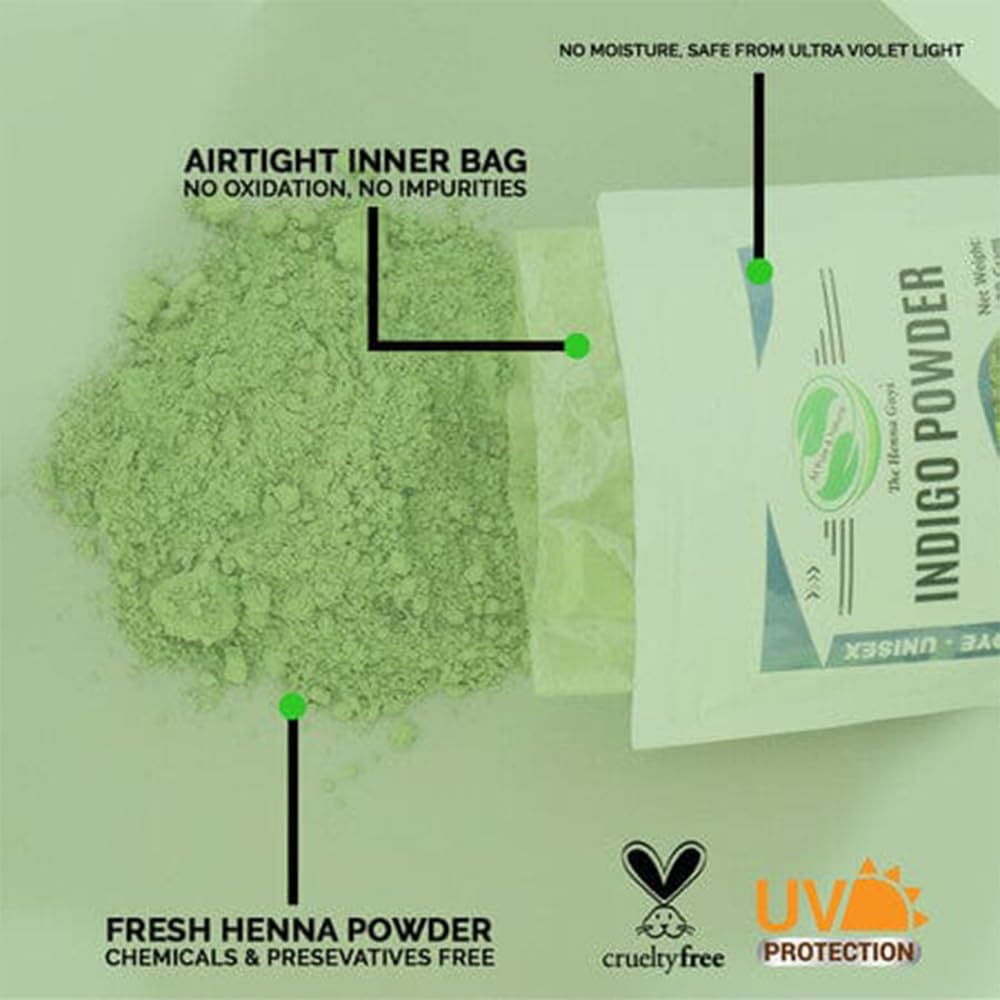The Henna Guys application brush spreading indigo paste for precise, mess-free use