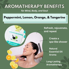 The Herbal Zen steamer releasing steam in shower for an invigorating aromatic morning boost