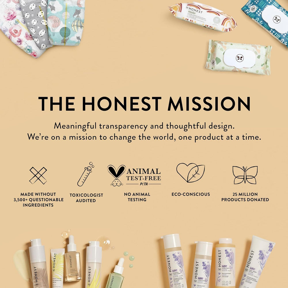 Honest Company label detail displaying ingredient list and cruelty-free badges
