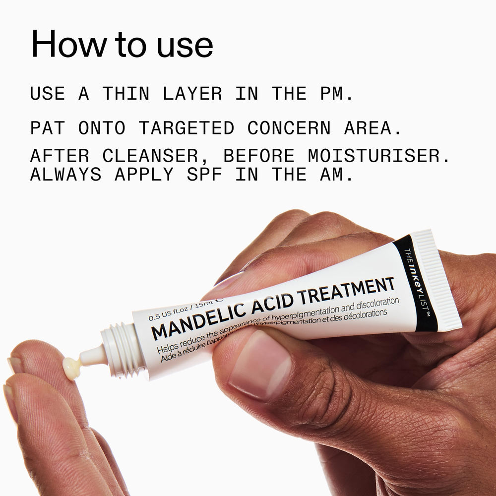 The INKEY List close view of mandelic acid mention highlights gentle exfoliation