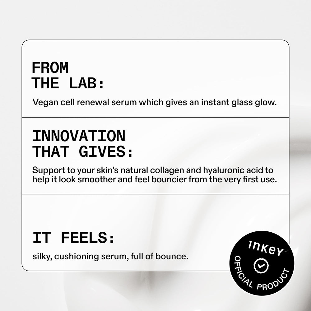 The INKEY List PDRN Serum translucent texture drop highlighting silky hydration
