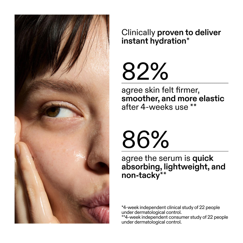 The INKEY List serum on skin with dewy finish, gives plump hydrated look