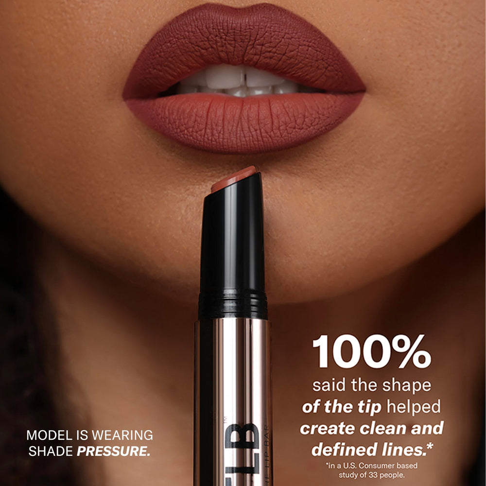 The Lip Bar application on model showing camera-ready color and confidence