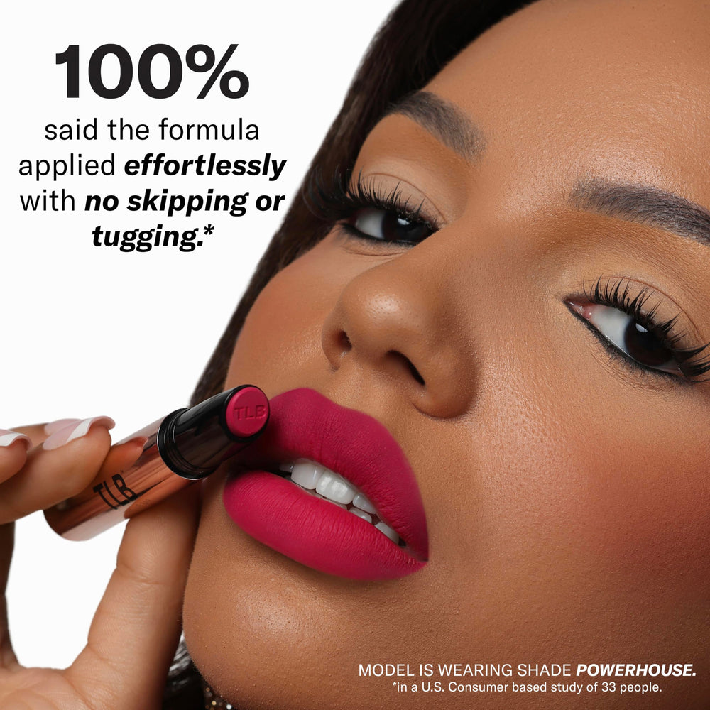 The Lip Bar open cap and tip showing applicator shape for clean lines