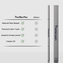 The Men Pen pigment swatch showing matte black color payoff