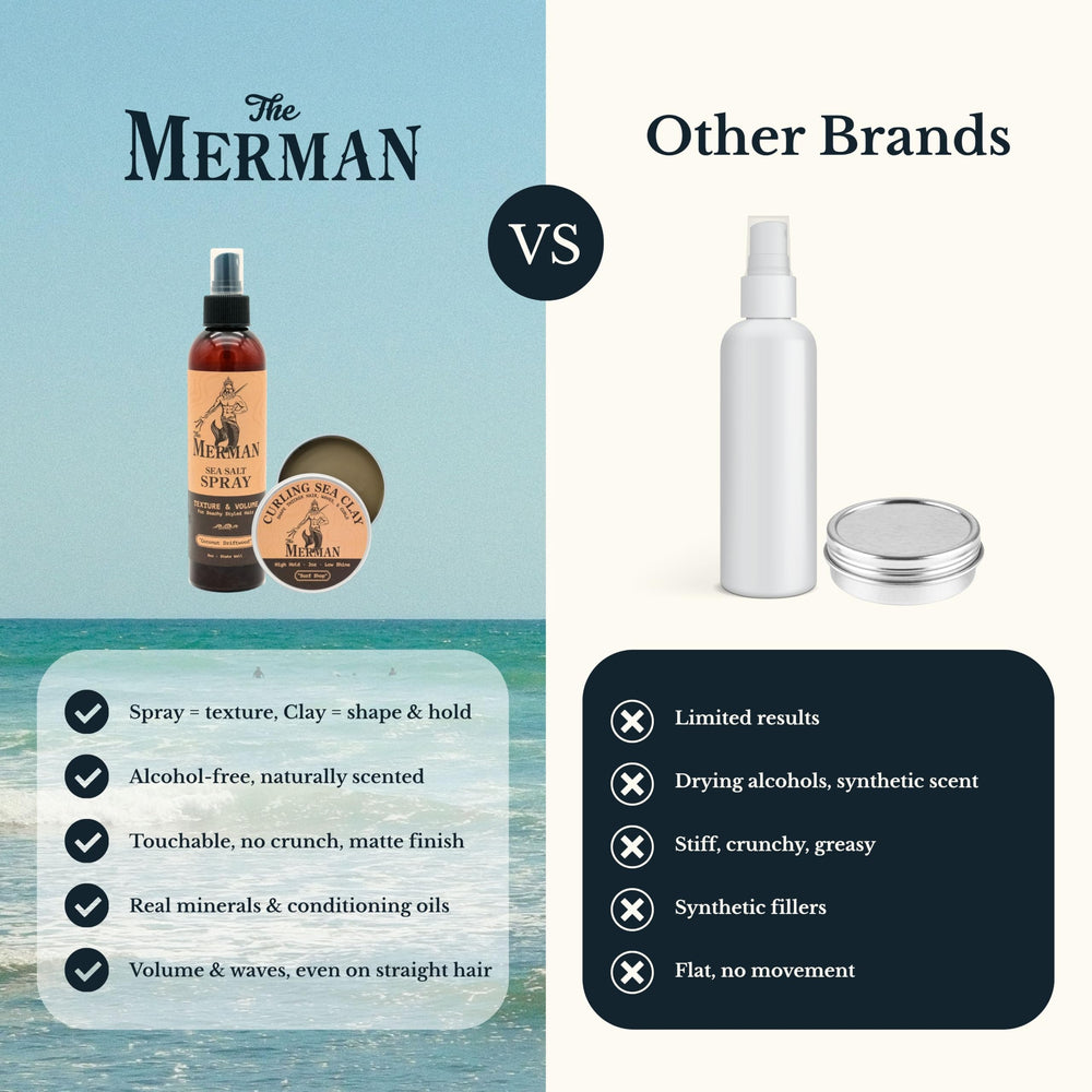 Close-up label on The Merman product highlighting natural ingredients list