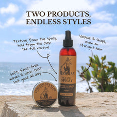 Model misting The Merman sea spray to add volume and natural movement