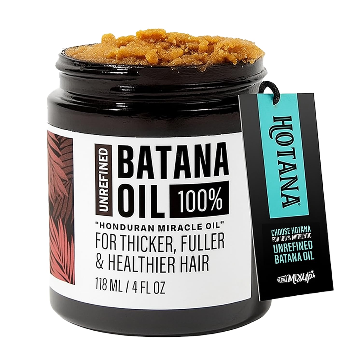 The-Mix-Up jar front view showing label and pure batana oil benefit
