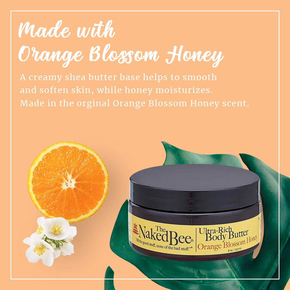 Close-up texture of The Naked Bee body butter showing creamy shea base for deep hydration benefit