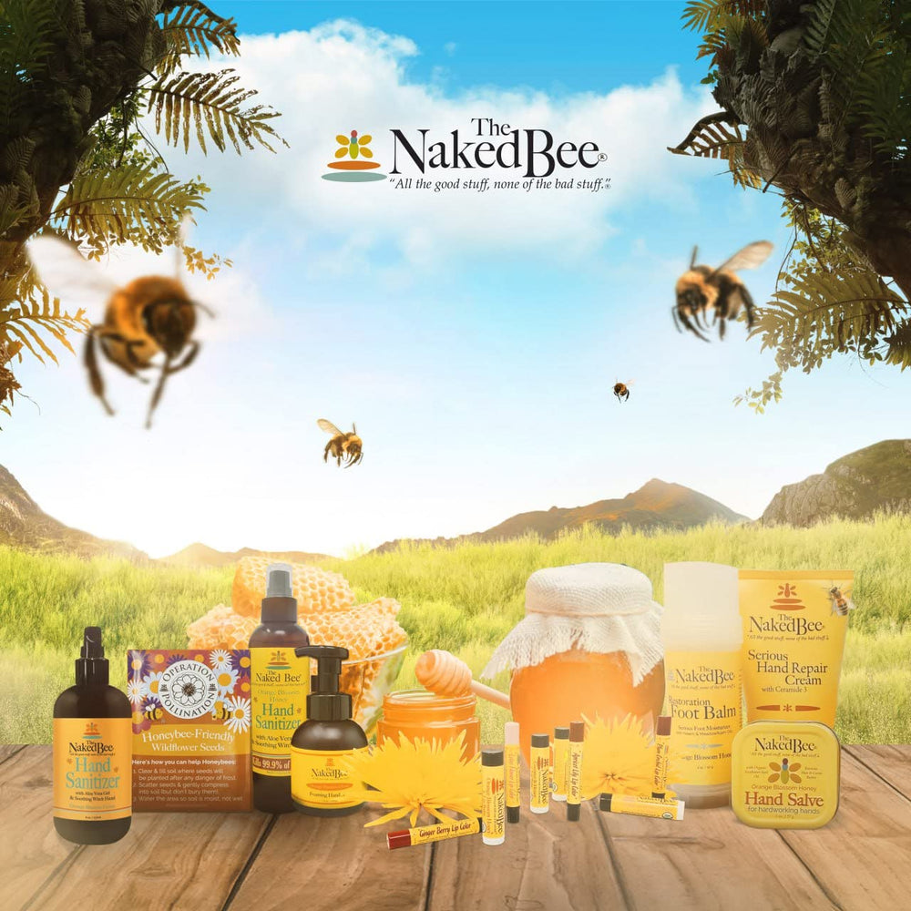 Label close-up of The Naked Bee ingredients panel highlighting cruelty-free and no-paraben benefit