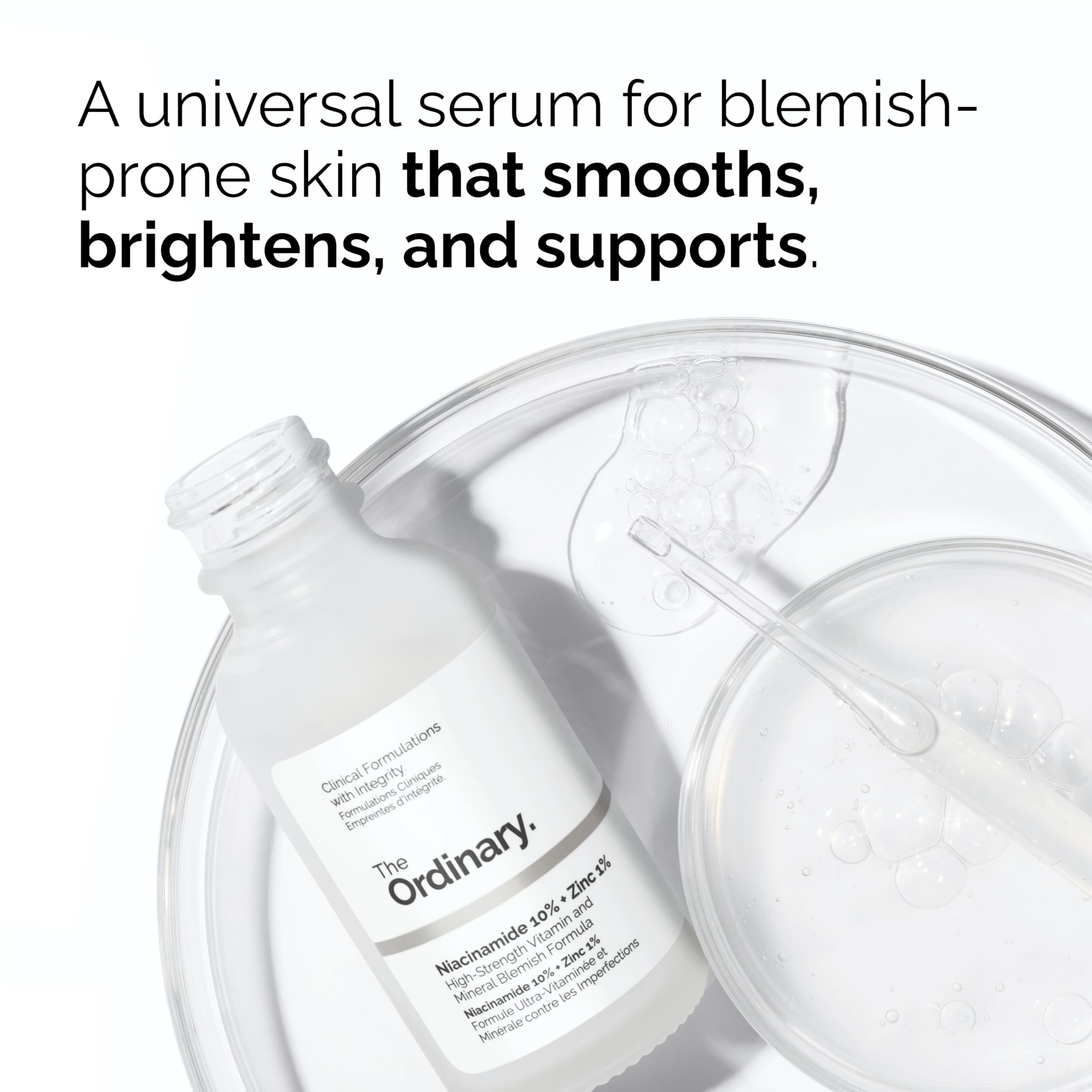 The Ordinary serums arranged on a vanity illustrating everyday routine use