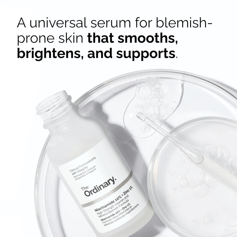 The Ordinary serums arranged on a vanity illustrating everyday routine use