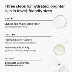 The Ordinary Glycolic Acid 7% Exfoliating Toner label close-up, clear instructions benefit
