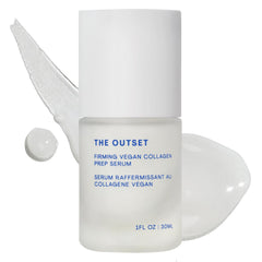 The Outset front bottle showing label and glass benefit: refillable design