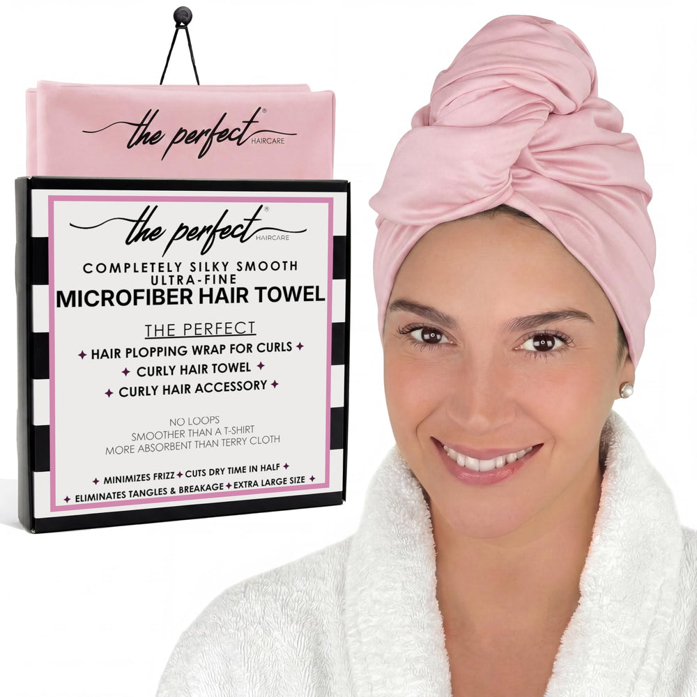 THE PERFECT HAIRCARE front view showing compact towel and benefits
