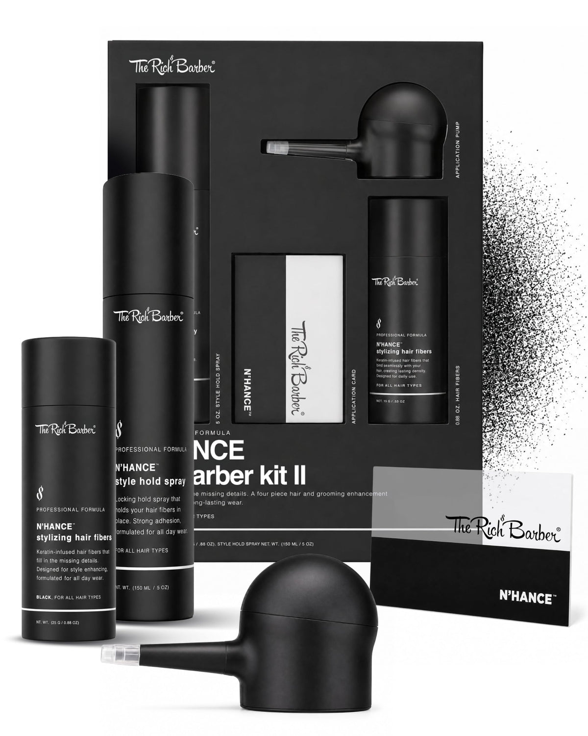 The Rich Barber front packaging of N'Hance Pro Kit showing full set and benefits