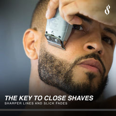 The Rich Barber setter mounted on an Andis trimmer demonstrating instant alignment benefit
